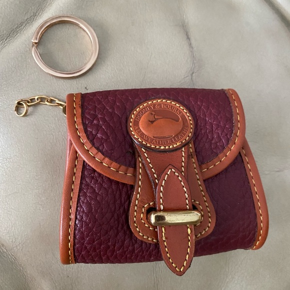 RARE Vintage Dooney & Bourke Key Caddy Coin Mini Bag Charm AWL Leather Rouge - Picture 2 of 15